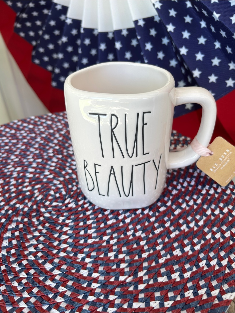 NWT Rae Dunn “TRUE BEAUTY “ White Ceramic Disney Princess Mug with Black Logo